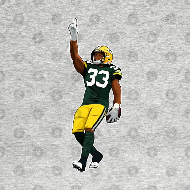 Aaron Jones #33 Celebrates by RunAndGow